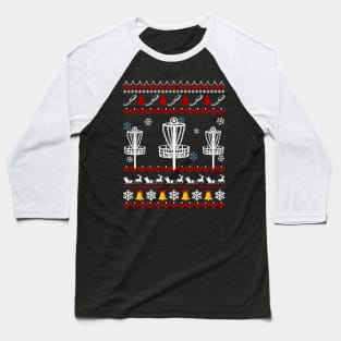 Funny Disc Golf Ugly Christmas Sweater Baseball T-Shirt